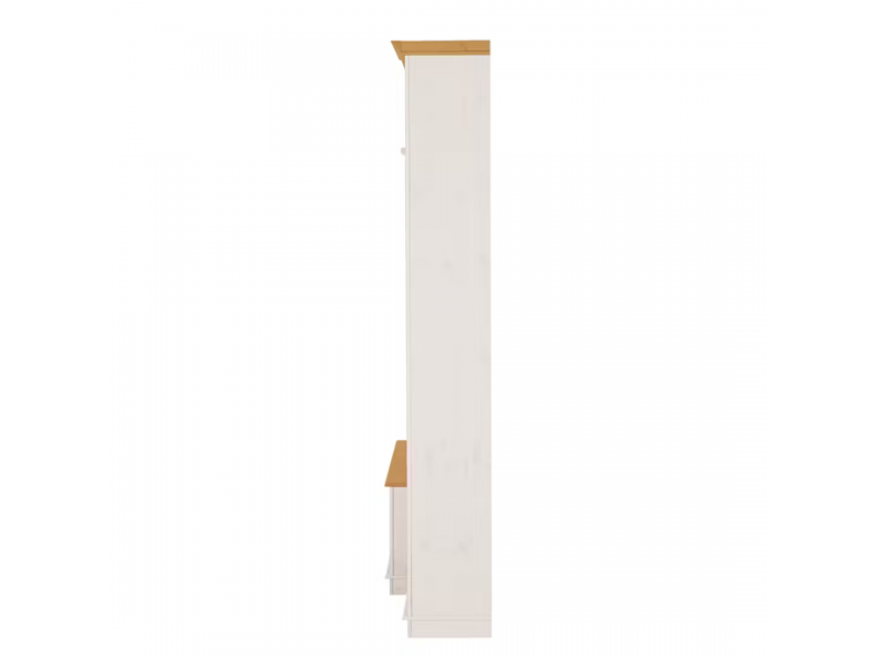 Kit com 3 estantes com portas nas laterais em Madeira Maciça – na cor branco lavado e mel | Coleção Biblioteca